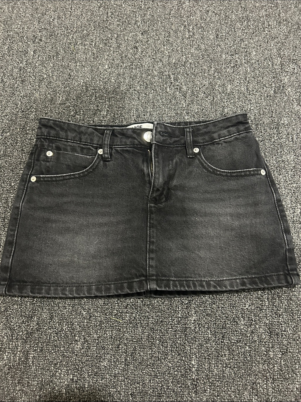 Garage Black Washed Denim Mini Skirt